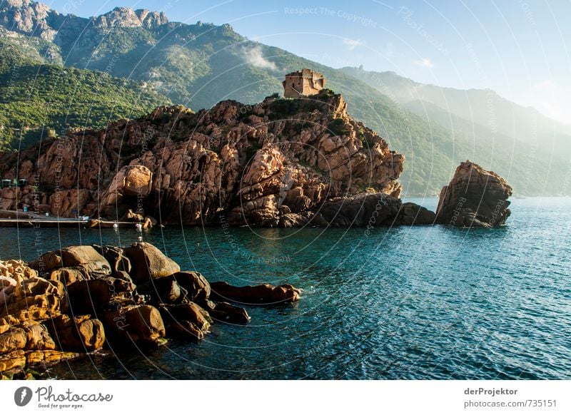 Tour de Porto Sonnenaufgang -Querformat Tourismus Berge u. Gebirge wandern Umwelt Landschaft Urelemente Sommer Hügel Felsen Wellen Küste Seeufer Bucht Meer