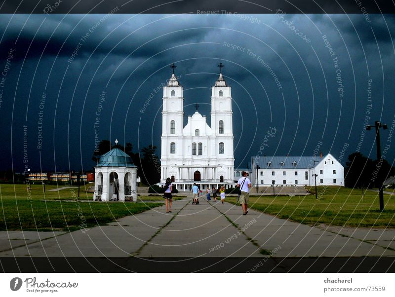 Aglona Mensch Sommer aglona church storm clouds Wind white