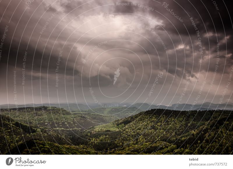 Schlimmes Wetter No. 2 Natur Landschaft Pflanze Urelemente Himmel Wolken Gewitterwolken Horizont Klima schlechtes Wetter Unwetter Wald Hügel Berge u. Gebirge