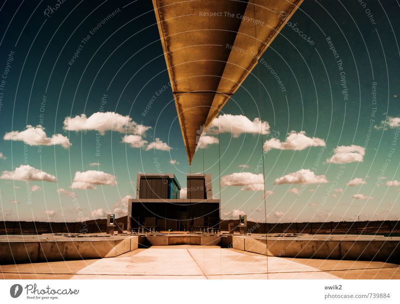 Triumphbogen Umwelt Himmel Wolken Klima Wetter Schönes Wetter Altokumulus floccus Haus Bauwerk Architektur Mauer Wand Pavillon Spiegel eckig einfach modern