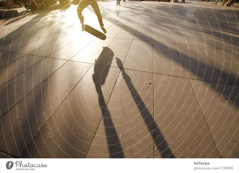 workout Sport Mensch maskulin Mann Erwachsene Beine 1 13-18 Jahre Kind Jugendliche Stadt springen Gegenlicht Skateboarding Trick Schatten Paris Subkultur