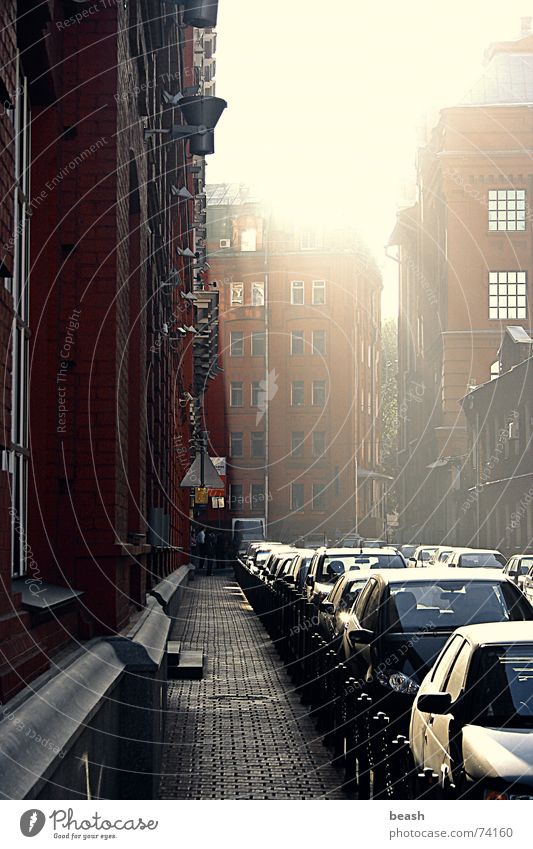 moscow morning Stadt Licht Smog Himmel old cars light sky buildings outdoor shooting