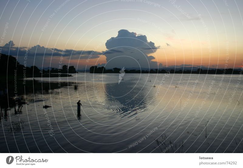 Abendstimmung am See, Sri Lanka Sonnenuntergang ruhig Dämmerung Schwimmen & Baden Frieden