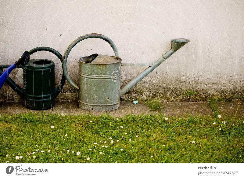 Gießkannen Berlin Garten Schrebergarten Kleingartenkolonie Stadt Vorstadt gießen Wasser Gärtner Gartenhaus Haus Wand Gras Wiese Rasen Kannen Gerät Werkzeug