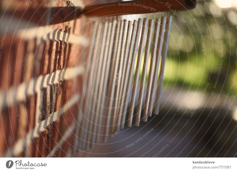 carillon éolien Natur Sonne Sonnenlicht Frühling Sommer Wetter Schönes Wetter Garten Wiese Haus Einfamilienhaus Traumhaus Gebäude Mauer Wand Metall Stahl