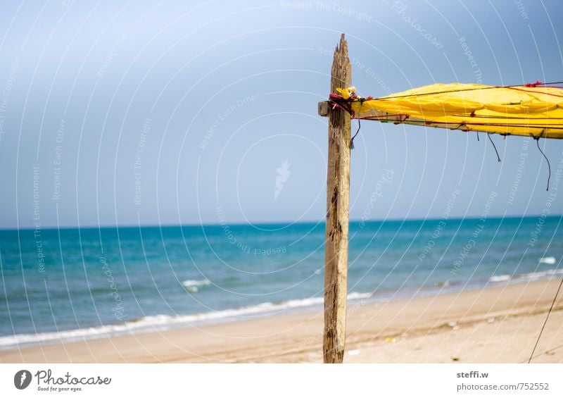 Sonnensegel Zufriedenheit Erholung Schwimmen & Baden Freizeit & Hobby Ferien & Urlaub & Reisen Sommer Sonnenbad Strand Meer Wellen Natur Sand Wasser Himmel