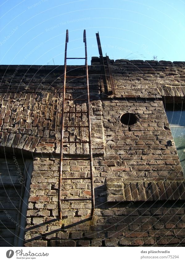 himmelsleiter... Mauer Fenster Himmel Leiter Stein Loch rostige leiter Tür