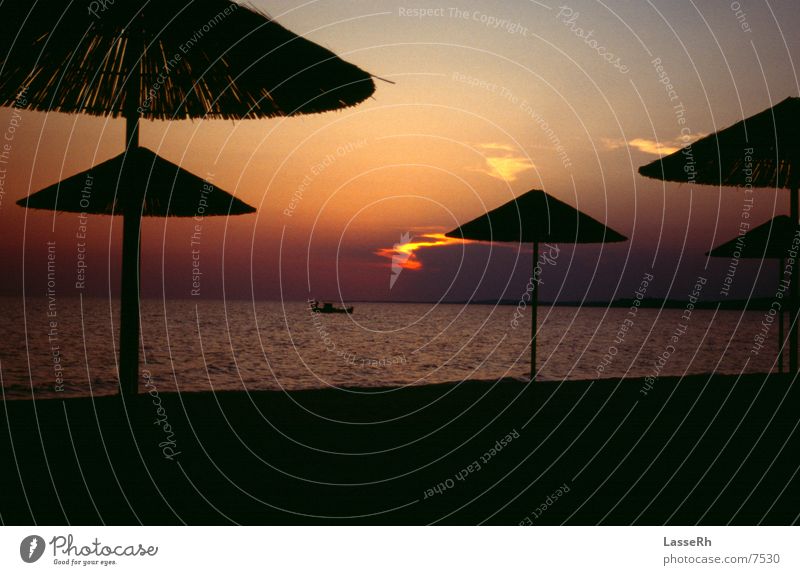 Sonnenuntergang Strand Griechenland Fischer Wasserfahrzeug