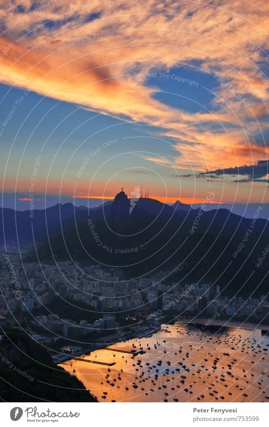 Rio de Janeiro 16 Natur Landschaft See Brasilien Amerika Südamerika Stadt Sehenswürdigkeit Stimmung ruhig Cristo Redentor Corcovado-Botafogo Bucht Wolken