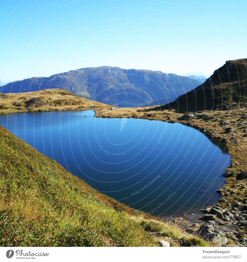 Mittlerer Wildalmsee Kitzbüheler Alpen wandern Bergsteigen See Gewässer ruhig Wiese Alm Bundesland Tirol Herbst schafsiedel Berge u. Gebirge Wasser blau