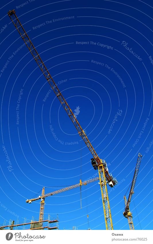 Baukräne Kran Ausleger himmelblau Baustelle Himmel bauen