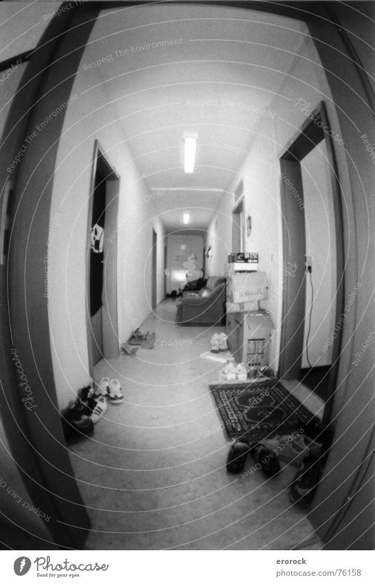 1st floor Tanzfläche Flur analog Fischauge Ilmenau Schwarzweißfoto b/w k22