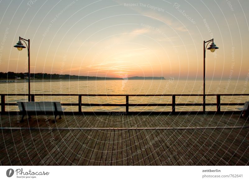 Laterne, Sonne, Laterne Erholung Ferien & Urlaub & Reisen Ferne göhren Horizont Mecklenburg-Vorpommern Meer mönchgut Ostsee Rügen Sonnenuntergang Himmel Steg