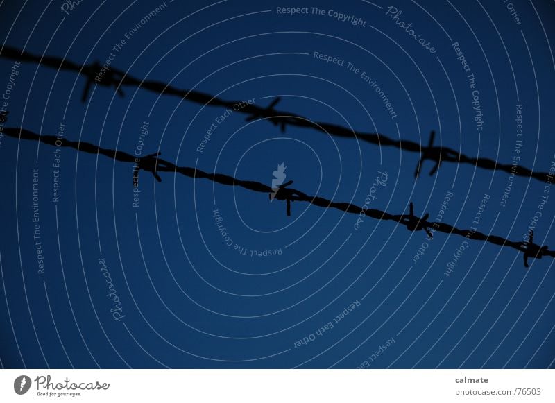 - stacheldraht - gefangen dunkel Mondschein Haftstrafe driften Dämmerung freiheitsraub Abend Stachel eingezeunt Justizvollzugsanstalt