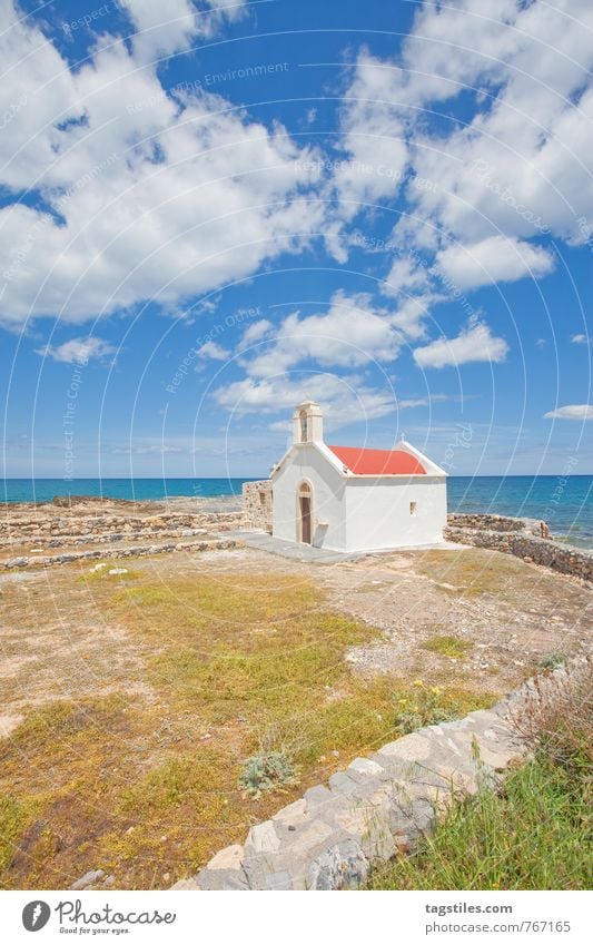 Kirche von Chersonissos Kreta Griechenland Hersonissou Kapelle Religion & Glaube Grundmauern Mauer Ferien & Urlaub & Reisen Reisefotografie Idylle