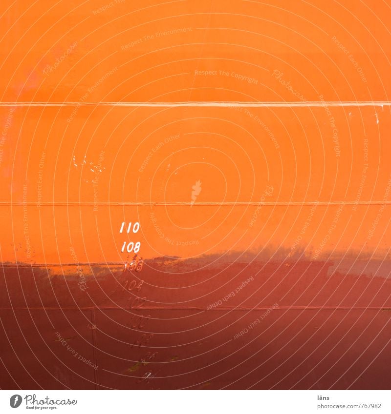 Markierung 110 Schifffahrt Containerschiff Wasserfahrzeug Stahl Schilder & Markierungen maritim braun orange Farbe Handel Konkurrenz Mobilität