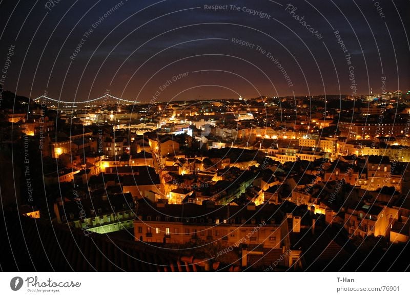 Lisbon, Portugal Lissabon Stadt architecture Skyline lights bridge