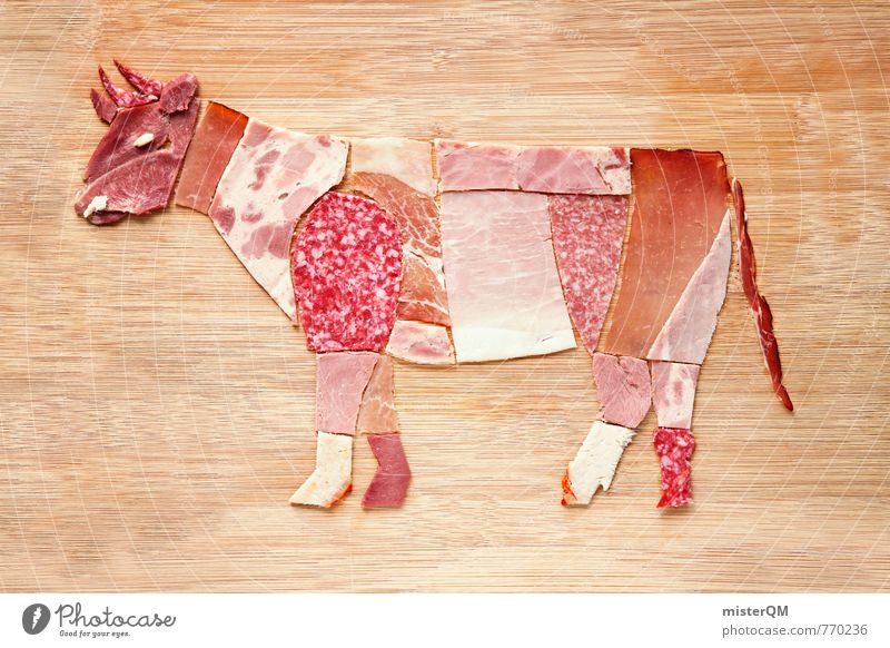 Wurstfreund. Rudi Rind. Kunst ästhetisch Wurstwaren Wurstherstellung Collage Kunstwerk ökologisch Bioprodukte Rindfleisch Rinderhaltung Rinderfilet Rinderbraten