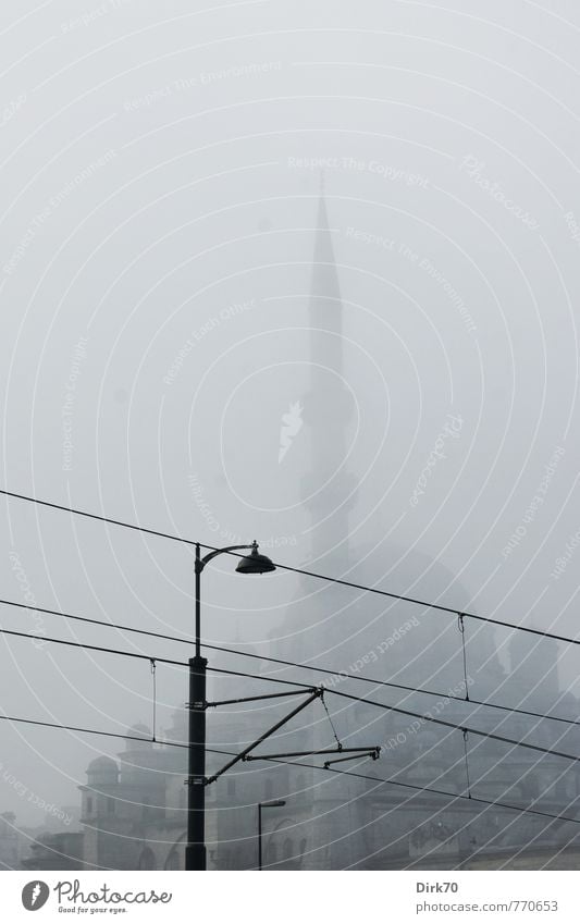 Technology | Tradition looms behind Ferien & Urlaub & Reisen Tourismus Städtereise Nebel Istanbul Türkei Menschenleer Turm Moschee Minarett Kuppeldach