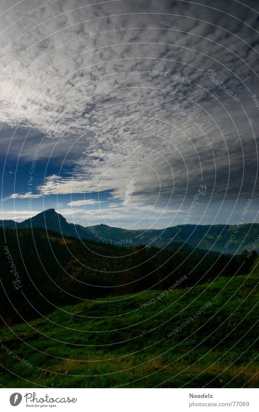 Ein Tag im Freien Wolken Gras grün Wiese Hügel Frühling Berge u. Gebirge Himmel Natur Landschaft