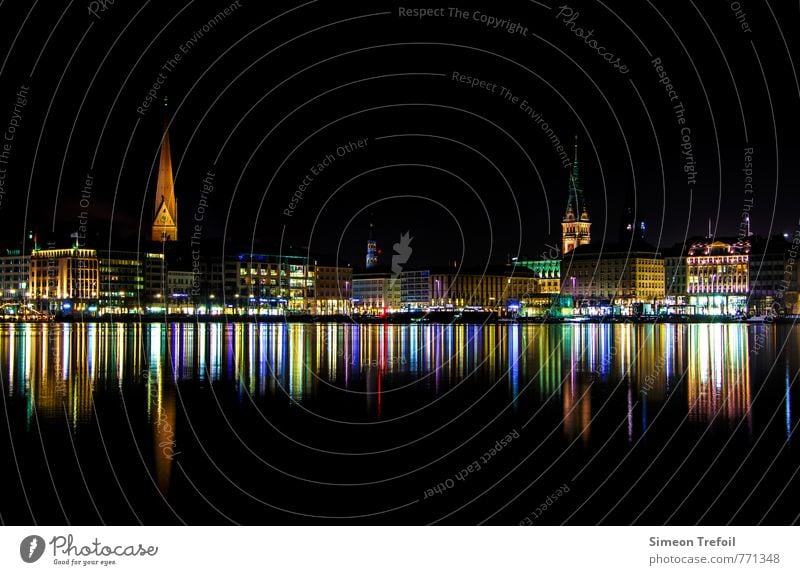 Hamburg bei Nacht Reichtum elegant Tourismus Sightseeing Städtereise Nachtleben ausgehen Architektur Kultur Hafenstadt Stadtzentrum Altstadt Skyline Haus Kirche