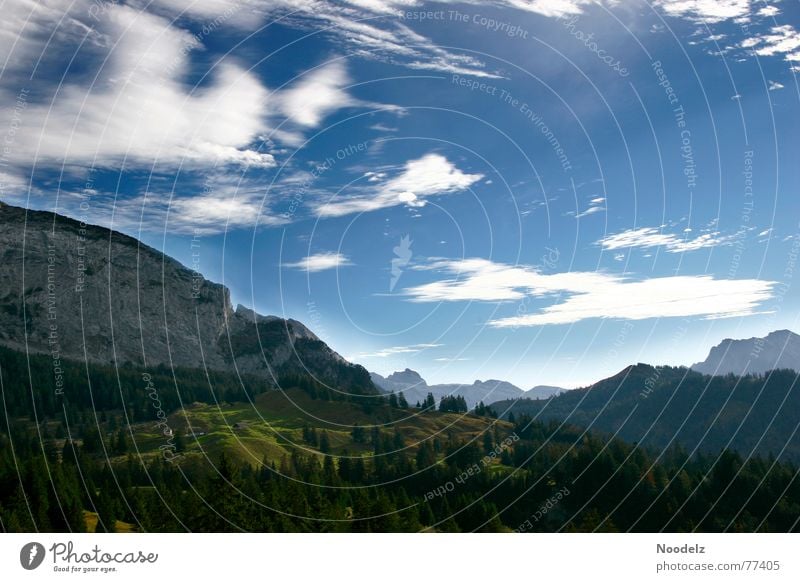 Mountain High Hügel Wiese grün Licht Wolken Natur Berge u. Gebirge Himmel Aussicht Sonne Schatten blau