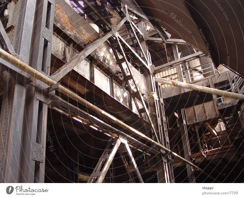 Verstrebungen Stahl Duisburg Industrie Rost Baum wächst im Metallpark Landschaftspark