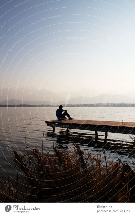 Just relax! Mensch maskulin Junger Mann Jugendliche Erwachsene Körper 1 18-30 Jahre Natur Landschaft Wasser Himmel Wolkenloser Himmel Frühling Sommer Seeufer