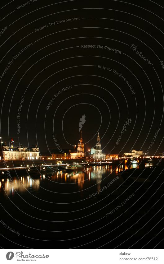 Dresden night skyline Elbufer Nacht Stadt Skyline Licht Fluss Elbe