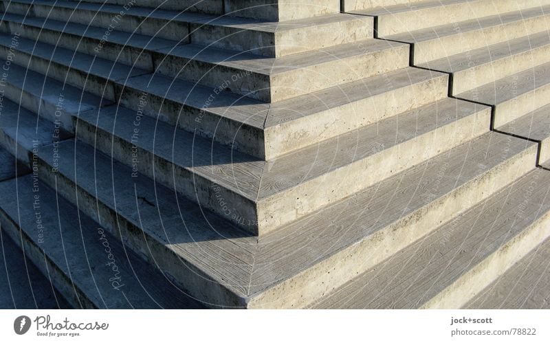 Ecke Treppe Architektur Wege & Pfade Beton eckig grau Steigung Niveau Höhenunterschied Zickzack Grenze Schattenspiel abstrakt Strukturen & Formen Silhouette