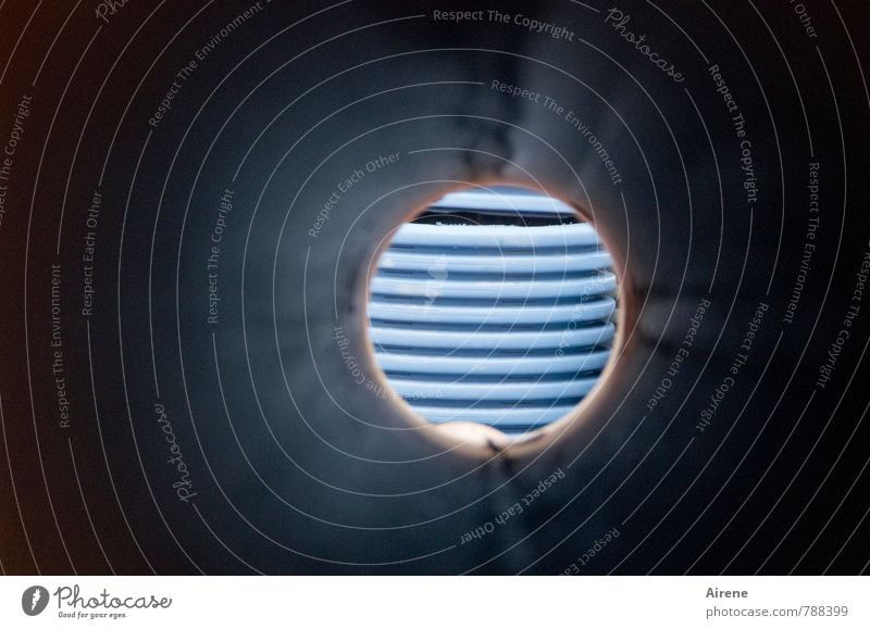 Ausgang ungewiss Baustelle Kunststoff Linie beobachten rund blau schwarz Ordnungsliebe Platzangst eng Durchblick Röhren Straßenbau Kanalisation Neugier Kabel