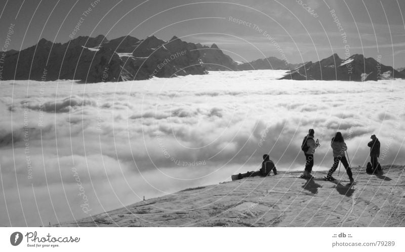 .:: über den wolken ::. Skilanglauf Skilift Wolken Ferien & Urlaub & Reisen Schweiz kalt Bergkette Skifahrer Licht Winter Himmel Mensch Skifahren normalzeit