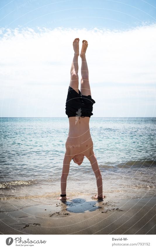 Athlet Handstand Meer Ozean Kraft athletisch