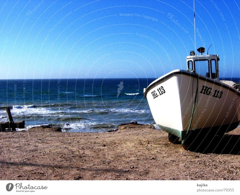 Lönstrup See Meer Arbeit & Erwerbstätigkeit Einsamkeit Fischerboot zurückziehen Wasserfahrzeug Dock Strand Sommer Liegeplatz Meeresspiegel Hafen Küste lönstrup