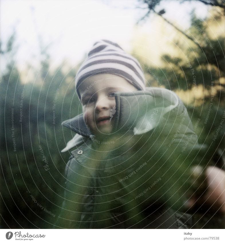 Rosa in the Wood Wald Kind grün Spielen Porträt Mütze Winter Natur polaroid  ®