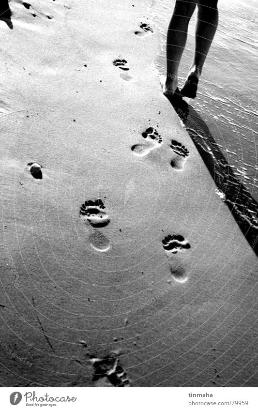 spuren hinterlassen Meerwasser Strand Ferien & Urlaub & Reisen Fußspur Wege & Pfade Erholung Badestelle Freizeit & Hobby möglich mehrere Sandbank Freiheit Küste