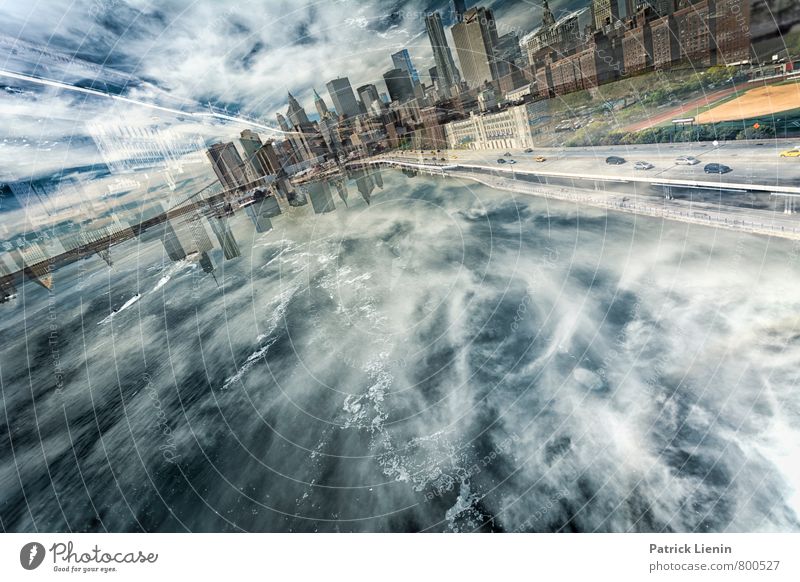 Zerrbild Umwelt Luft Wasser Himmel Wolken Wellen Meer Insel Stadt Skyline bevölkert Bauwerk Gebäude Sehenswürdigkeit achtsam Wachsamkeit Zufriedenheit Bewegung