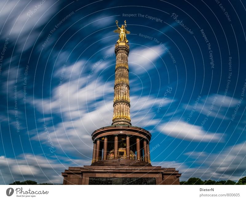 Else Skulptur Architektur Berlin Stadt Hauptstadt Platz Sehenswürdigkeit Wahrzeichen blau gold weiß Goldelse Farbfoto mehrfarbig Außenaufnahme Menschenleer