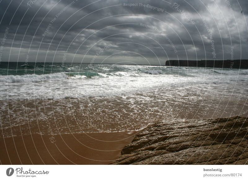 Strand in Lagos Meer Reflexion & Spiegelung Wolken Ferien & Urlaub & Reisen Portugal Wellen Europa Wasser Sonne Sand Himmel wasser liebend