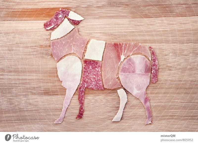 Wurstfreund. Saskia Schaf. Kunst Kunstwerk Zoo ästhetisch bizarr Design einzigartig Schafsbock Schafstall Wurstwaren Wurstherstellung Fleisch Fleischgerichte