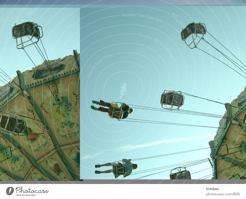 Kettenkarusell Jahrmarkt fliegend Aachen historisch Luft laufen Applaus Freude Zusammensein Freizeit & Hobby Nostalgie Geschwindigkeit Wolken Aussicht Dinge