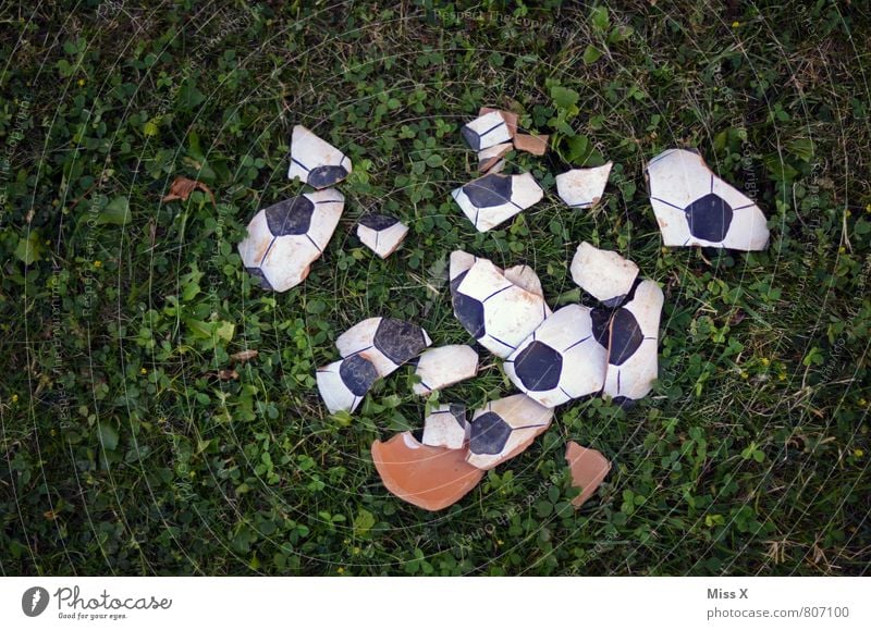 1 : 0 Spielen Sport Ballsport Verlierer Fußball Fußballplatz kaputt Traurigkeit Frustration Weltmeisterschaft gebrochen Scherbe Desaster Farbfoto Außenaufnahme