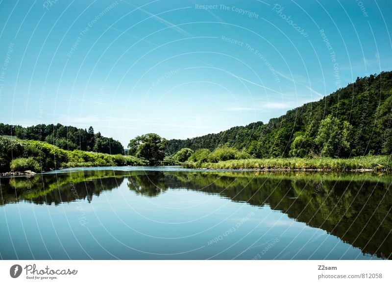 RUHE Umwelt Natur Landschaft Himmel Sommer Schönes Wetter Baum Sträucher Flussufer ästhetisch dunkel einfach frisch Gesundheit nachhaltig natürlich blau grün