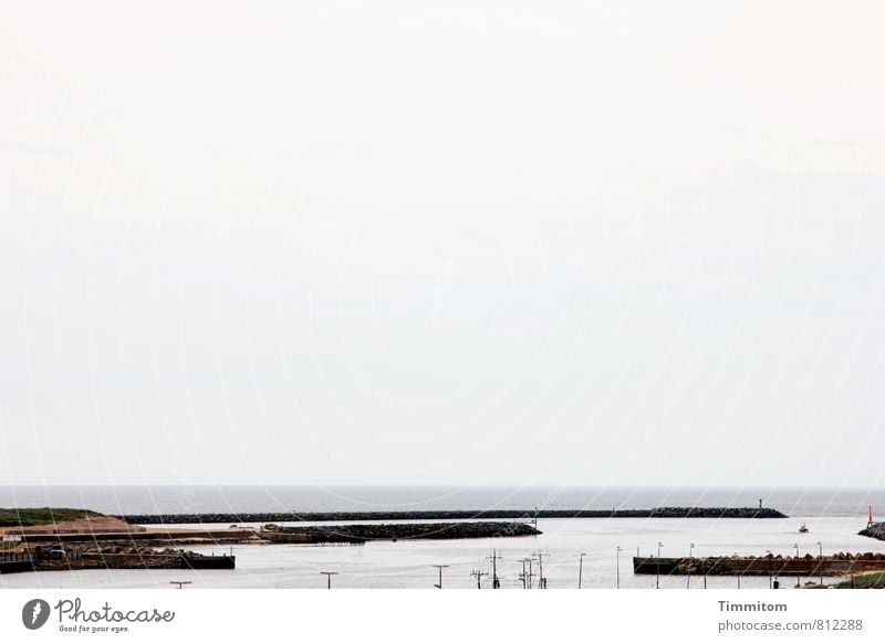 Molen. Ferien & Urlaub & Reisen Umwelt Wasser Himmel Sommer Nordsee Dänemark Hafen Leuchtfeuer Stein fest grau schwarz ruhig Farbfoto Gedeckte Farben