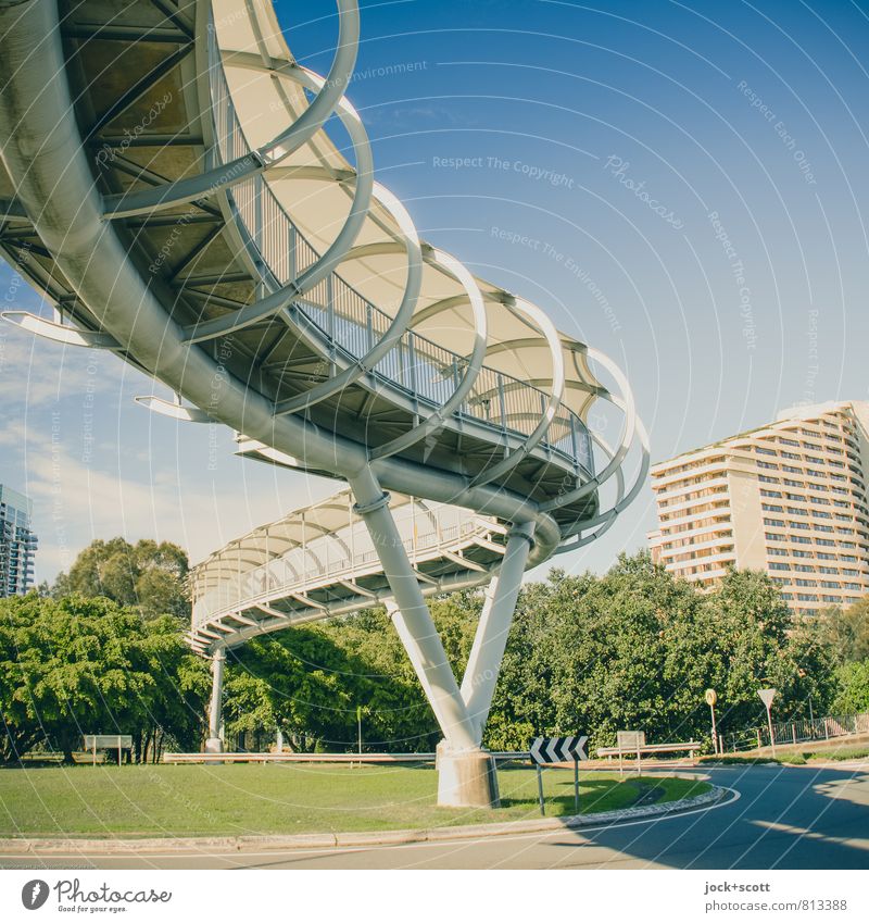 overhead crossing Sightseeing Wärme Baum Queensland Stadt Brücke Architektur Fußgängerübergang Säule Wege & Pfade Kreisverkehr Verkehrszeichen modern Sicherheit