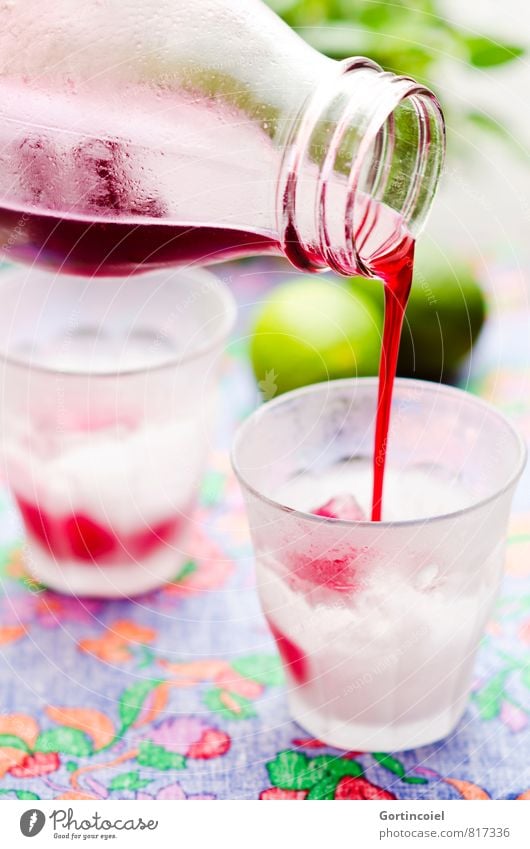 Johannisbeersaft Getränk Erfrischungsgetränk Trinkwasser Limonade Longdrink Cocktail Glas kalt lecker süß rot Cocktailbar Cocktailglas Sirup Johannisbeeren