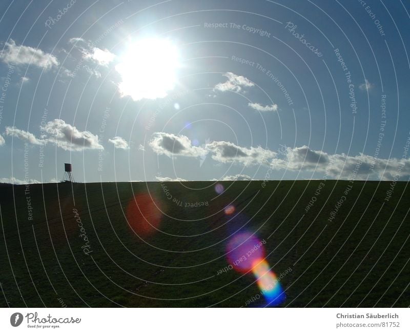 Sonnige Zeiten II oder Jäger-Romantik II Jagd Horizont Wolken Hochsitz Freude Sonne Himmel Landschaft