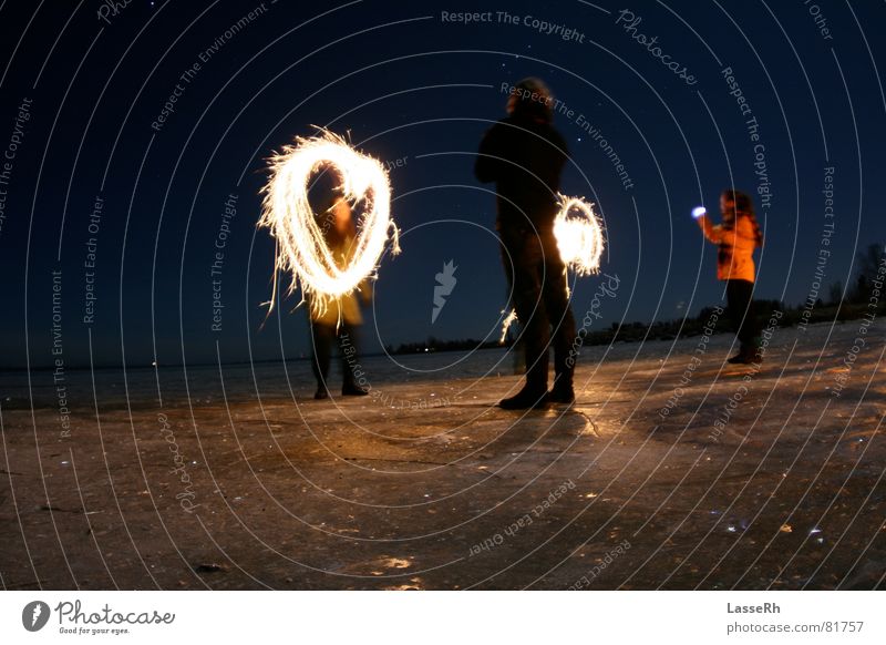 Herzensangelegenheit See Nacht Silvester u. Neujahr Langzeitbelichtung Liebe new years eve heart night lake