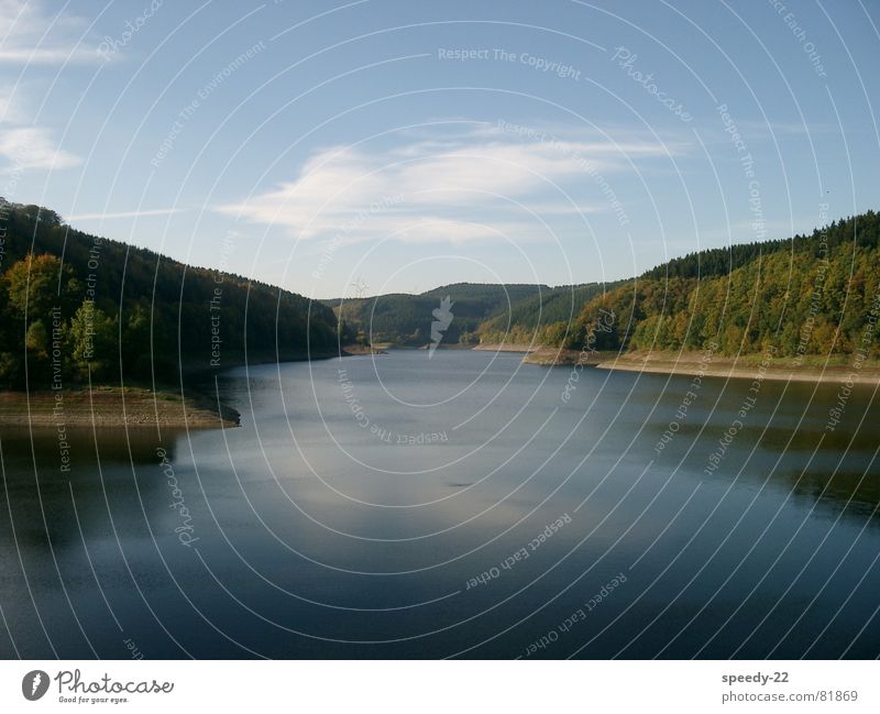 Oleftalsperre See Eifel Wolken Seeufer Stausee Landschaft Himmel Natur Wasser