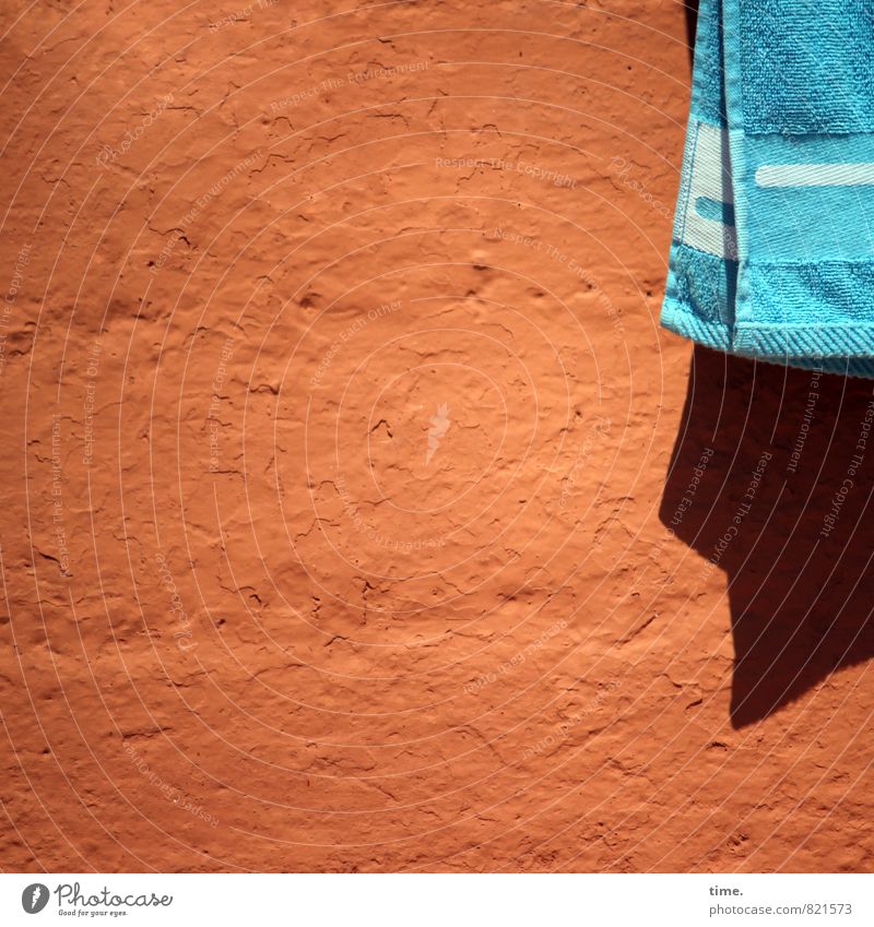 Frauchen ist schwimmen Schwimmen & Baden Sommer Strand Frottée Mauer Wand Fassade Textilien Handtuch Badetuch Oberfläche Oberflächenstruktur Stein Beton hängen